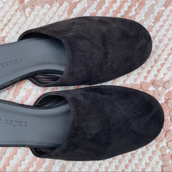Black Jenni Kayne Olympia Suede Mules Rounded Toe Flats EU 35.5/US 5.5 - Picture 12 of 15